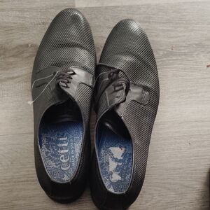 Elegant Black Textured Oxfords